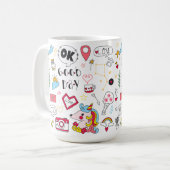 手描きドードルカラフルマグ コーヒーマグカップ (正面左)