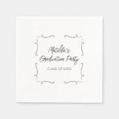 手描きドードルパーソナライズされた卒業会 スタンダードカクテルナプキン (正面)