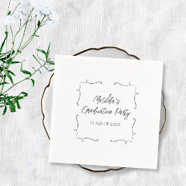 手描きドードルパーソナライズされた卒業会 スタンダードカクテルナプキン