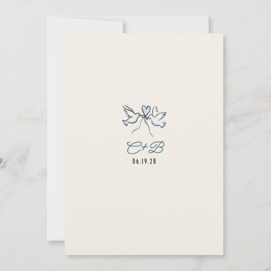 手描きドードルファンキーお洒落婚約パーティ 招待状 (裏面)