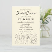 手描きドードルブライダルシャワー黄 招待状 (スタンド正面)