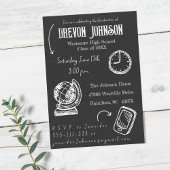 手描きドードル写真卒業パーティー 招待状