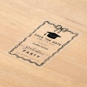 手描きドードル卒業の日付を保存 アクリル招待状 (レイダウン)