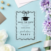 手描きドードル卒業の日付を保存 アクリル招待状 (インサイチュ (ウェディング))