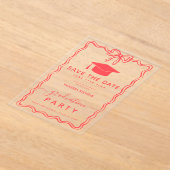 手描きドードル卒業の日付を保存 アクリル招待状 (レイダウン)