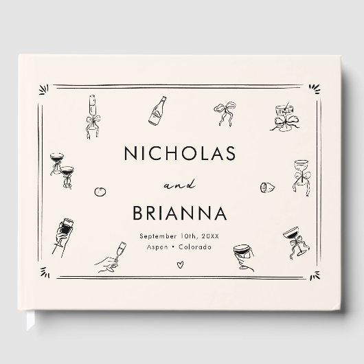 手描きドードル古結婚金 ゲストブック (正面)