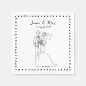 手描きドードル結婚のナプキン スタンダードカクテルナプキン (正面)