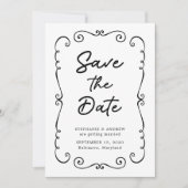 手描きドードル縁どウェディング日付を保存 招待状 (正面)