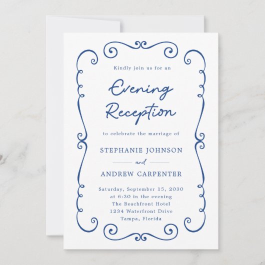 手描きドードル縁ど夕べ結婚披露宴 招待状 (正面)