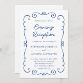 手描きドードル縁ど夕べ結婚披露宴 招待状 (正面/裏面)