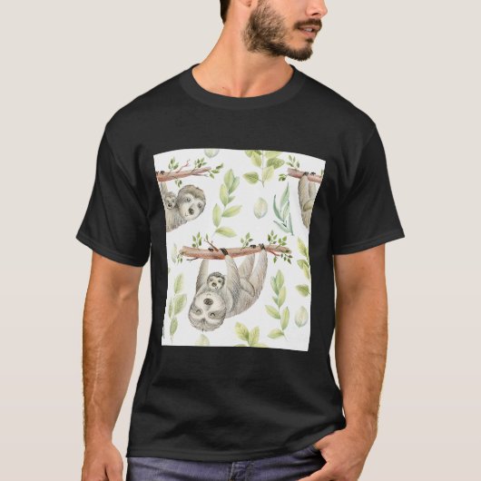 手描きナマケモノ科 Tシャツ (正面)