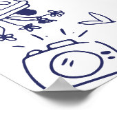 手描きネイビーブルーブライダルシャワーウェルカムサイン ポスター (角)