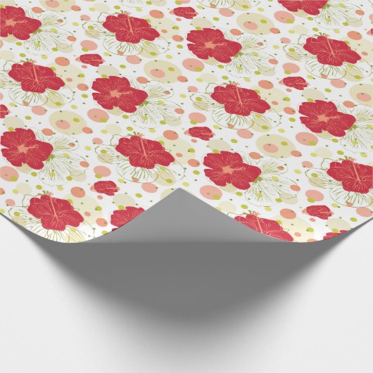 手描きハイビスカスパターン ラッピングペーパー (角)