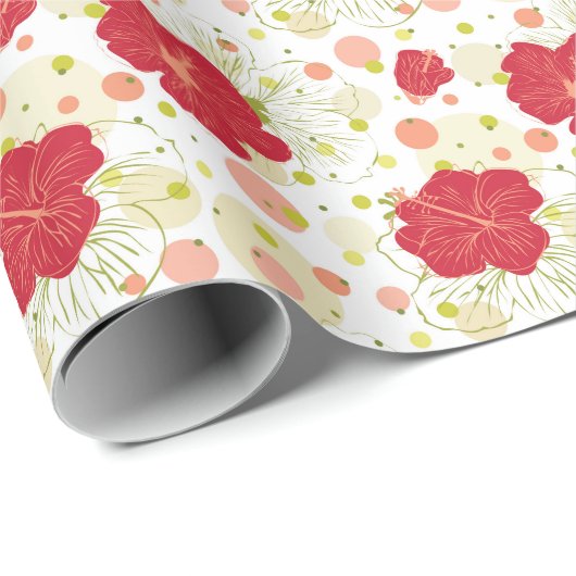 手描きハイビスカスパターン ラッピングペーパー (ロールコーナー)