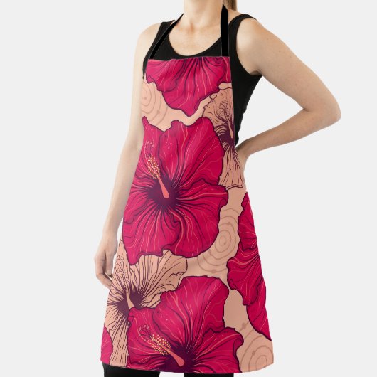 手描きハイビスカスフラワーヴィンテージ エプロン (インサイチュ)