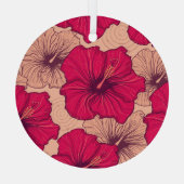 手描きハイビスカスフラワーヴィンテージ ガラスオーナメント (裏面)