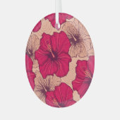手描きハイビスカスフラワーヴィンテージ ガラスオーナメント (正面左)