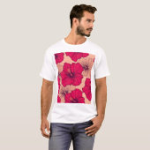 手描きハイビスカスフラワーヴィンテージ Tシャツ (正面フル)