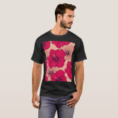 手描きハイビスカスフラワーヴィンテージ Tシャツ (正面フル)