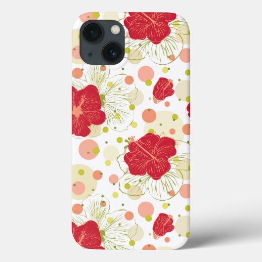 手描きハイビスカス模様 Case-Mate iPhoneケース (裏面)