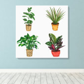 手描きハウスプラントアート キャンバスプリント (インサイチュ (ウッドフロア))