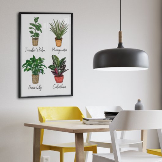 手描きハウスプラントウォールアート キャンバスプリント