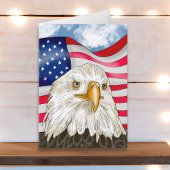 手描きハゲ・イーグルとアメリカ国旗の誕生日 カード