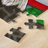 手描きハゲ・ワシとアメリカ国旗の愛国心 ジグソーパズル (側面)