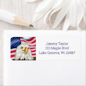 手描きハゲ・ワシとアメリカ国旗の愛国心 ラベル (インサイチュ)