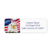 手描きハゲ・ワシとアメリカ国旗の愛国心 ラベル (正面)