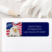 手描きハゲ・ワシとアメリカ国旗の愛国心 ラベル (インサイチュ)