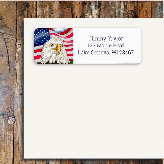 手描きハゲ・ワシとアメリカ国旗の愛国心 ラベル