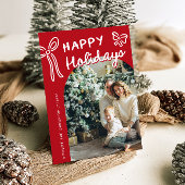 手描きハッピーホリデーズアーチフォトクリスマス シーズンカード