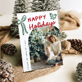 手描きハッピーホリデーズアーチフォトクリスマス シーズンカード