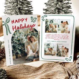 手描きハッピーホリデーズアーチフォトクリスマス シーズンカード