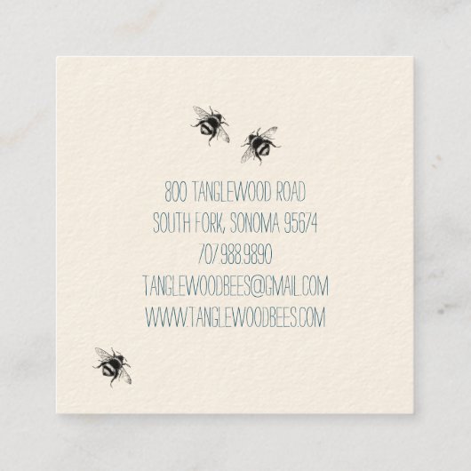 手描きハニービーキーパーアピラフローラ スクエア名刺 (裏面)