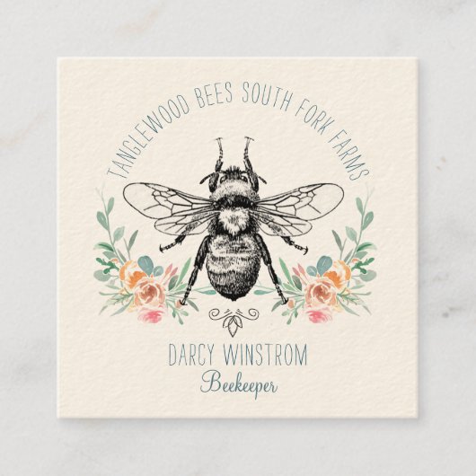 手描きハニービーキーパーアピラフローラ スクエア名刺 (正面)