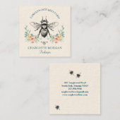 手描きハニービーキーパー養蜂場フローラスクアール スクエア名刺 (正面/裏面)