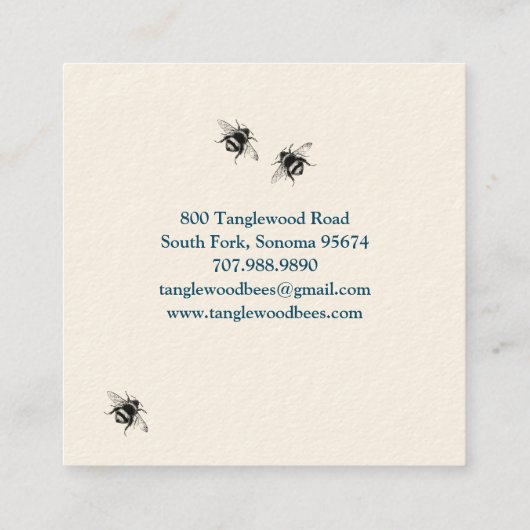 手描きハニービーキーパー養蜂場フローラスクアール スクエア名刺 (裏面)