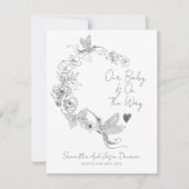 手描きハミングバードフローラ植物妊娠 案内状 (正面)