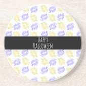 手描きハロウィンパターンのカボチャスタンプ コースター (正面)
