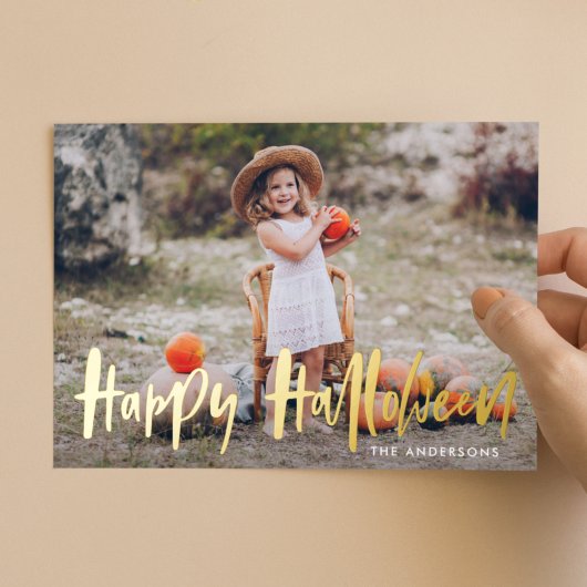 手描きハロウィン写真入りカード 箔シーズンカード