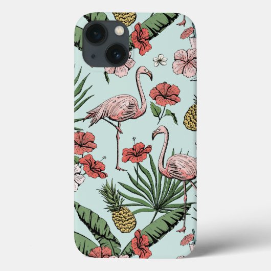 手描きハワイアンフラミンゴ柄 Case-Mate iPhoneケース (裏面)