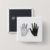 手描きハートのドードル手 缶バッジ (正面&裏面)