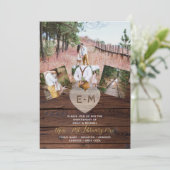 手描きハートの写真コラージュ 婚約 招待状 (スタンド正面)