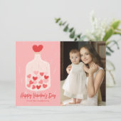 手描きハートの瓶Photo Valentine's Day シーズンカード (スタンド正面)