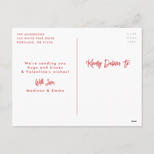 手描きハートの瓶Photo Valentine's Day シーズンポストカード (裏面)