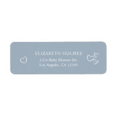 手描きハートほこりっぽい青い赤ちゃんシャワーのアドレス ラベル (正面)