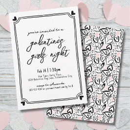 手描きハートガールズナイトガレンティンの日 招待状