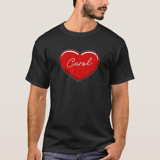 手描きハートキャロル – 私が愛するファーストネームハート Tシャツ (正面)